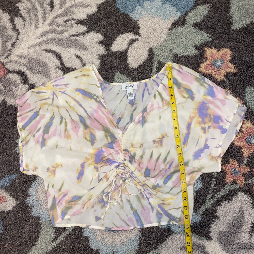 JUST POLLY tie dye cropped blouse size medium - Picture 5 of 7